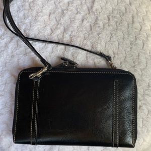 Wallet and phone w cross body strap leather